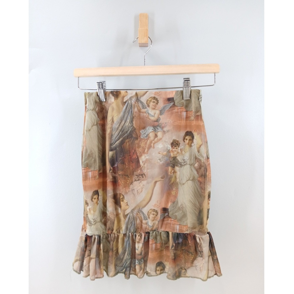 PrettyLittleThing Renaissance Cherub Mesh Mini Skirt US 4 Multicolor